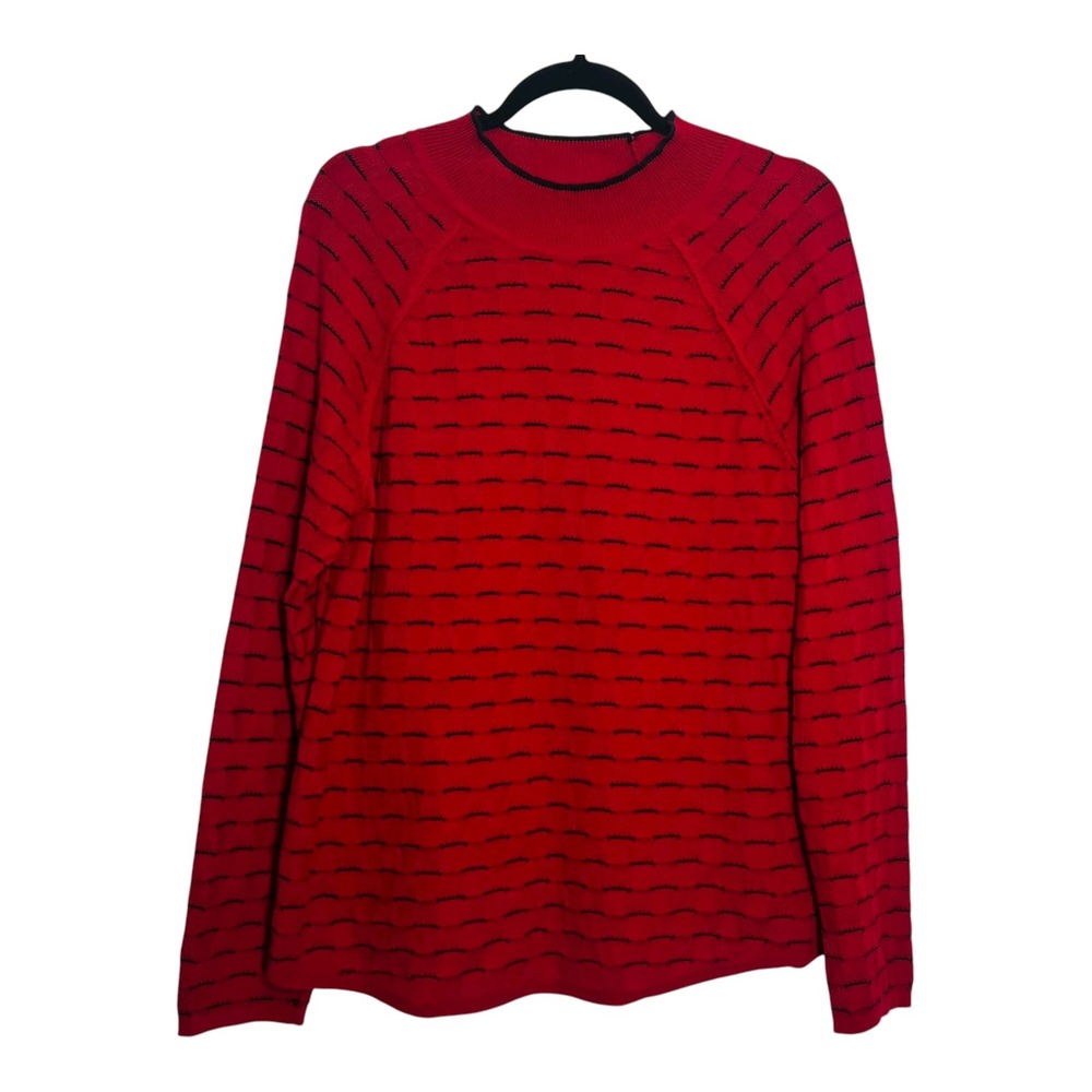 Southern Lady Womens Red Knit Sweater Mock Neck‎ Long Sleeve Size M